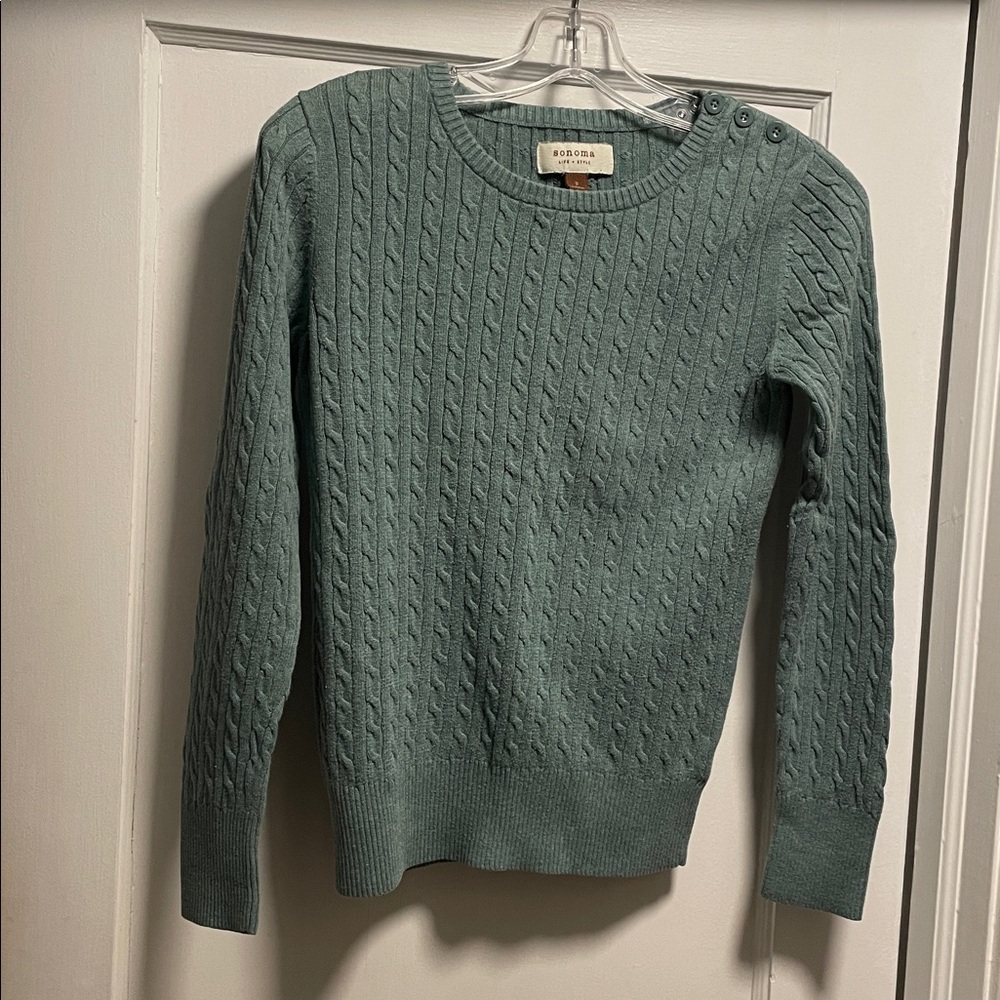 Sonoma Cable Crewneck Sweater — Sage